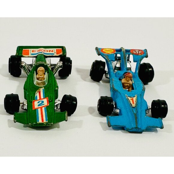 Yatming Green Ferrari Formula Car Exxon No 2 & Yatming Blue Honda No 1301 Shell - Picture 4 of 11